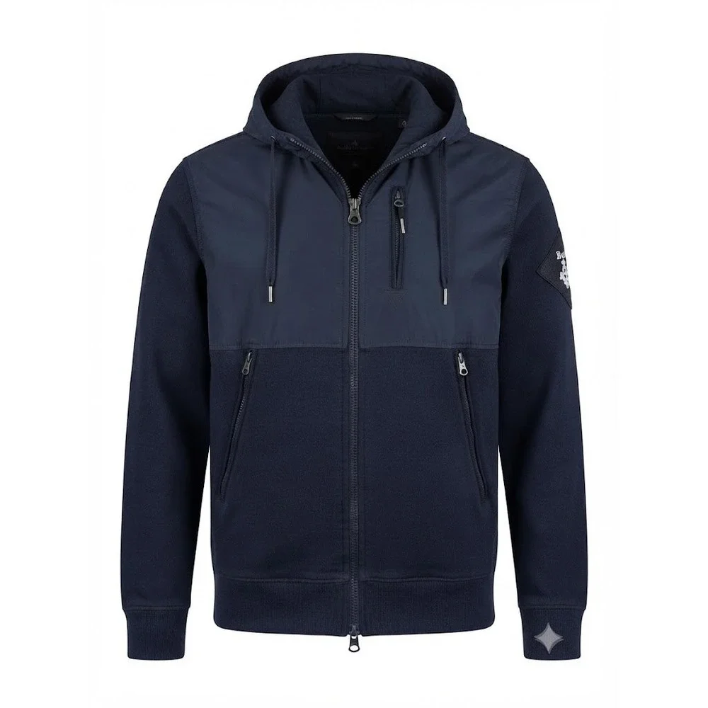 Polo Ralph Lauren Mens Large Blue Hybrid Fleece Full Zip Hoodie Jacket RL - IW